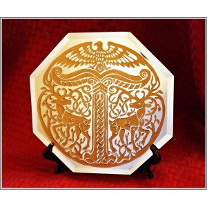 Gold Etched Norse Irmansul 8" Beveled Mirror   201769495188